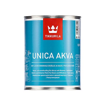 Краска УНИКА Аква (базис А) краска для дверей и оконных рам 0.9л (Россия)