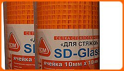 Стеклосетка для стяжки SD-GLASS 10мм*10мм*20м  90-115 г/м2  (Россия)