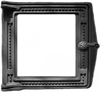 Дверка топочная ДТ-4 С 289*294*67 мм со стеклом Robax крашен. (Россия) 3551