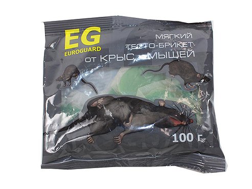 Средство от крыс и мышей тесто-брикет EUROGUARD 03-003 100гр.(Россия)