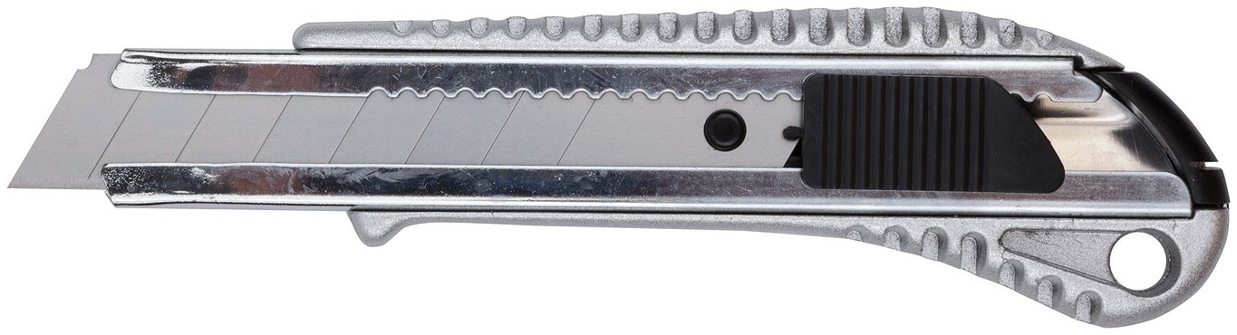 Нож с отлам. лезвиями, 18мм алюм. с металл. вставкой 95652027(КНР)