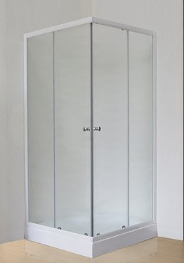 Душевой уголок 90*90 квадрат закаленное стекло 4мм,профиль белый MITTE (Китай)