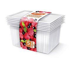 Контейнеры "ХОЗЯЮШКА Мила" для заморозки овощей, фруктов 1,5 л, 5 шт. 09036