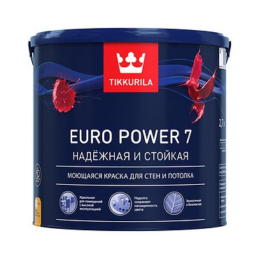 Краска ЕВРО POWER 7 (базис А) 0,9л ТИККУРИЛА(Россия)