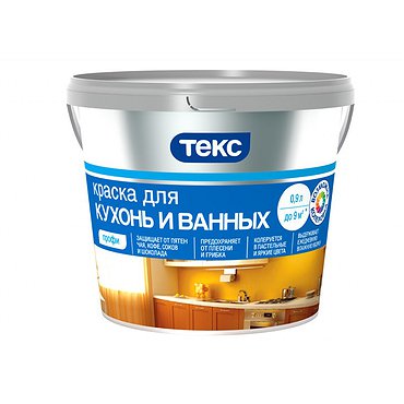 Краска в/д "Для ванны и кухни" 0,9л основа А Профи ТЕКС(Россия)