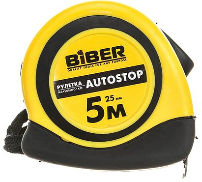 Рулетка Biber 40073 Autostop 5 м/25 мм (Германия)