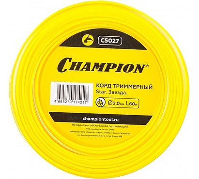 Корд трим. CHAMPION Star 2.0мм * 60м (звезда) в мотке C5027