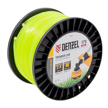 Леска для триммера квадрат, 2,4мм х 175м, на DIN катушке FLEX CORD// Denzel 96292