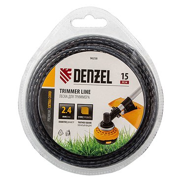 Леска для триммера двухкомп. зубчатый квадрат, 2,4мм х 15м, EXTRA CORD, Denzel 96258