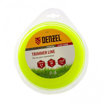 Леска для триммера, круглая 2.4 мм х 15 м, блистер Flex cord Denzel 96108