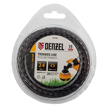 Леска для триммера двухкомп. эллипс 2,4мм х 15м, EXTRA CORD, Denzel 96248