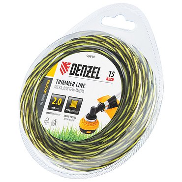 Леска для триммера двухкомп. витой квадрат 2,0мм х 15м, блистер SkyCutter// Denzel 96840