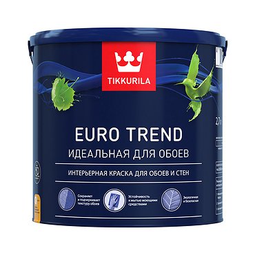 Краска для стен и обоев ЕВРО ТРЕНД (базис А) 2,7л ТИККУРИЛА(Россия)