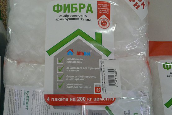 Фибра полипропиленовая для цементных растворов уп.=600гр. (Россия)