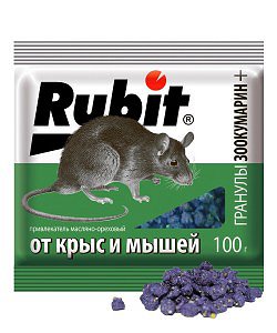 Средство от грызунов приманка гранулы 100гр. (аромат ореха) Зоокумарин+, пакет Rubit А-5029 (Россия)