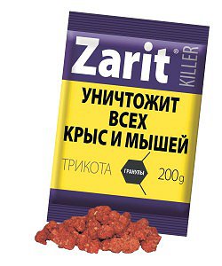 Средство от грызунов приманка гранулы 100гр. пакет Zarit ТриКота А-4056 (Россия)