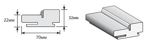 Коробка "Т" HF Gris Beton МДФ 2070*70*32 с упл. Hard Flex