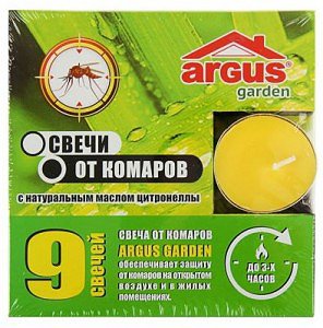 Свеча антимоскитная от комаров 10г (9шт) гильзы, с цитронеллой AR-60920ARGUS GARDEN  (Россия)