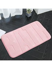 Коврик для ванной 45*70 фланель+подложка пвх розовый (арт.109)
