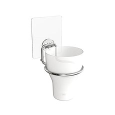 Стакан для ванной Kleber Lite с держателем пластик белый/металл хром (KLE-LT044)