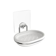 Мыльница для ванной Kleber Lite с держателем металл хром/пластик белая (KLE-LT036/8538)