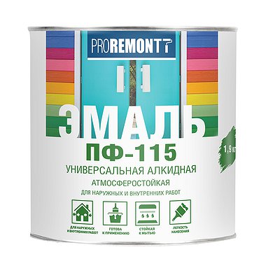 Эмаль ПФ-115 PROREMONTT Коричневый 1,9кг Л-С