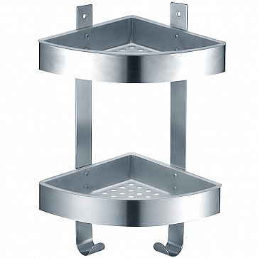 Полка угловая двухэтажная AZARIO подвесная, хром матовый (AZ-833-2)