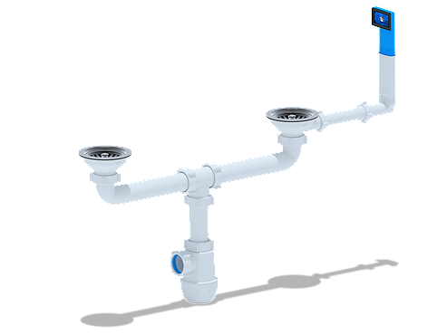Сифон для мойки АНИ Грот 3.1/2"х40 двойной с жестким переливом A3045